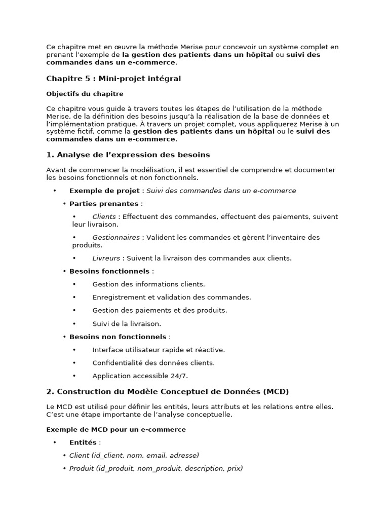 Méthode Merise pour e-commerce | PDF | Gestion des données | Informatique