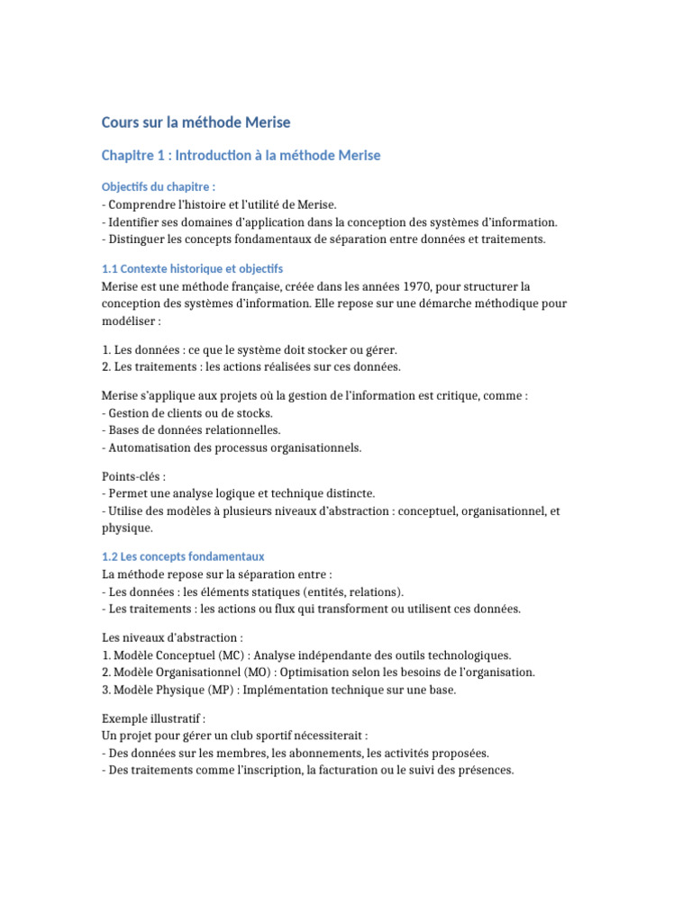 Introduction à la méthode Merise | PDF | Bases de données | Système d ...