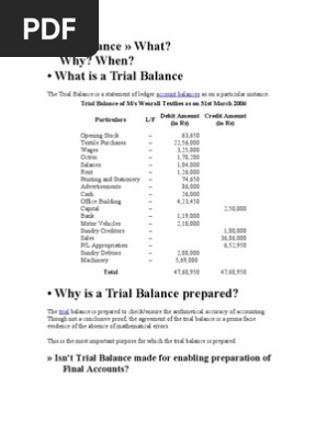 Trial Balance