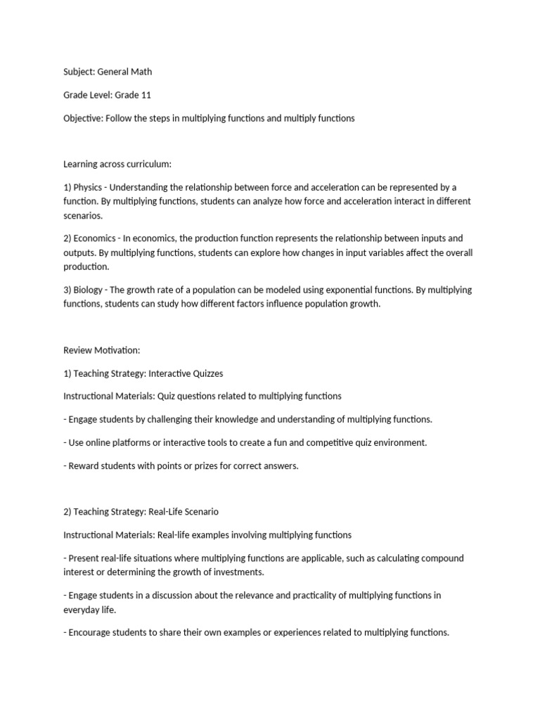 multiplying functions | PDF | Function (Mathematics) | Cognition