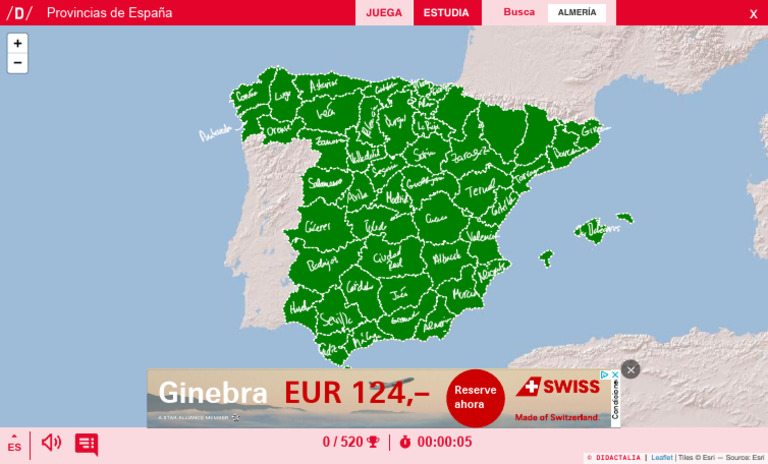 Mapa Para Jugar ¿dónde Está Provincias De España Mapas Interactivos 