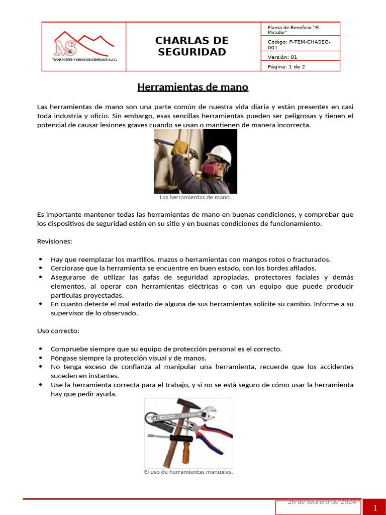 Seguridad en el Uso de Herramientas Manuales | PDF | Herramientas ...