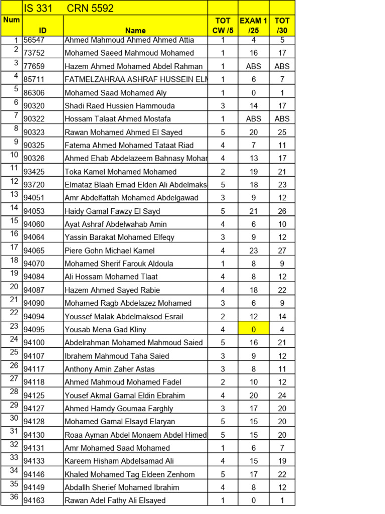 IS 331 Exam Scores and Results | PDF