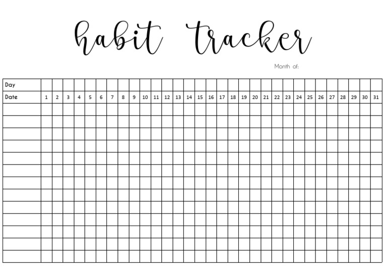 Habit Tracker 31 Days A4 Size | PDF