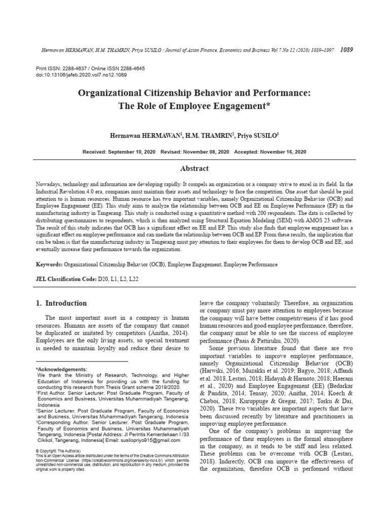 Organizational Citizenship Behavior and Performance - The Role of ...