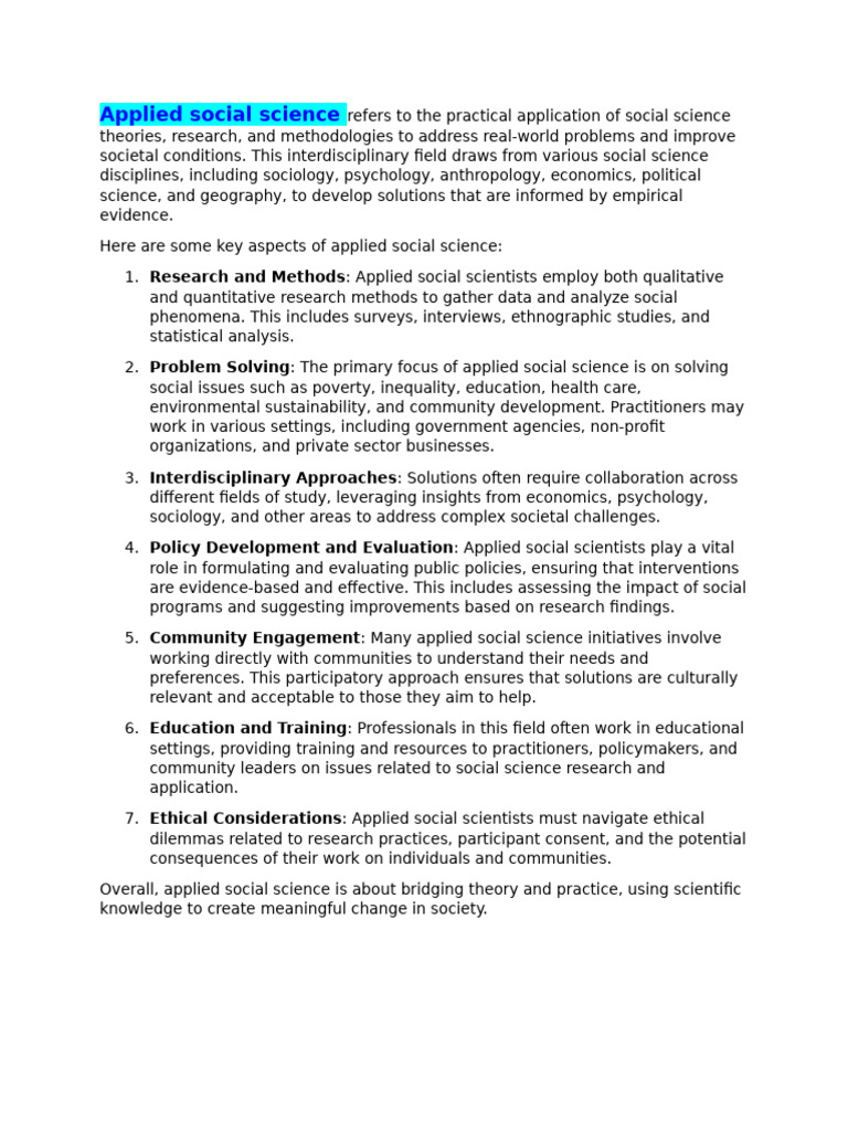 Applied social science | PDF | Social Sciences | Science