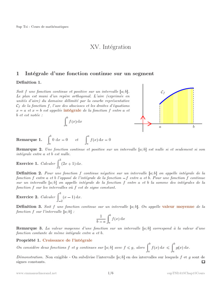 Cours sur l'Intégration en Mathématiques | PDF | Intégral | Fonction ...