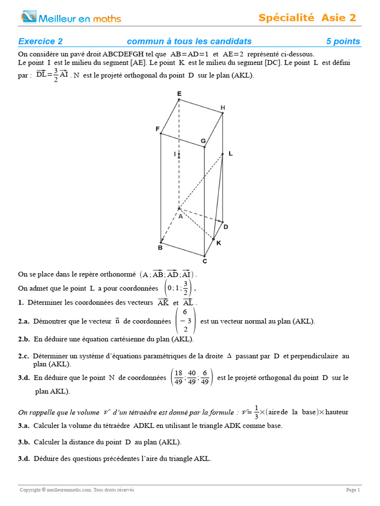 Propriétés géométriques du pavé droit | PDF | Coordonnées cartésiennes ...