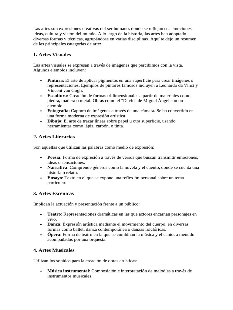 Las Artes Son Expresiones Creativas Del Ser Humano | PDF | Diseño | Bailes