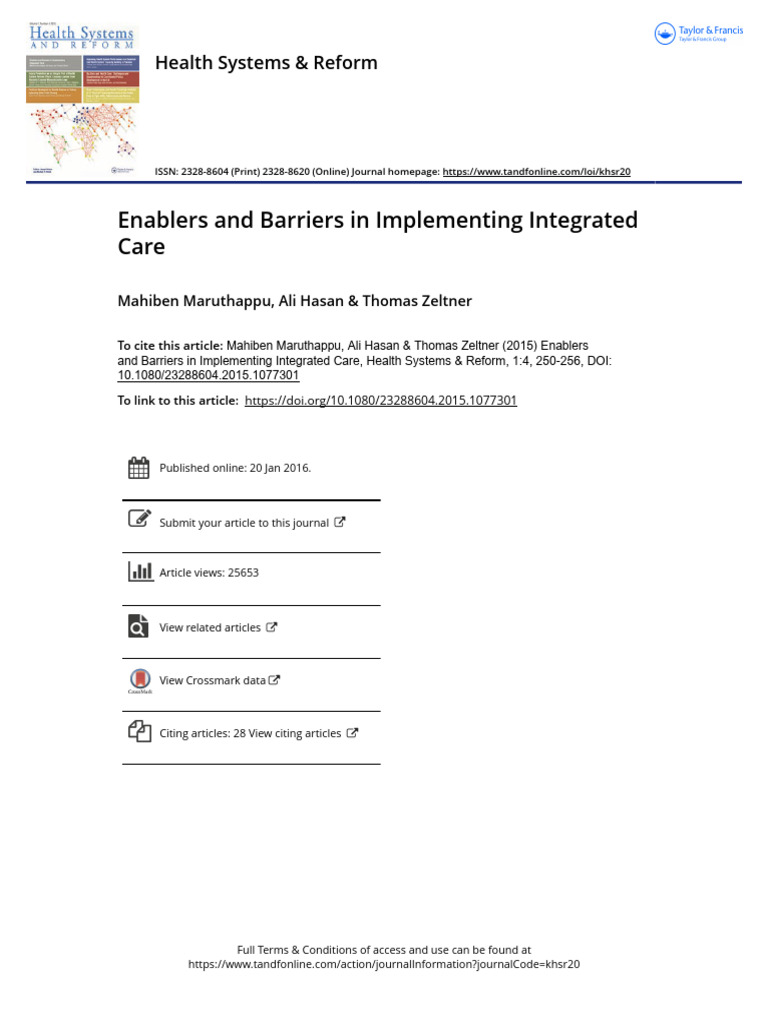 Enablers and Barriers in Implementing Integrated Care | PDF | Health ...