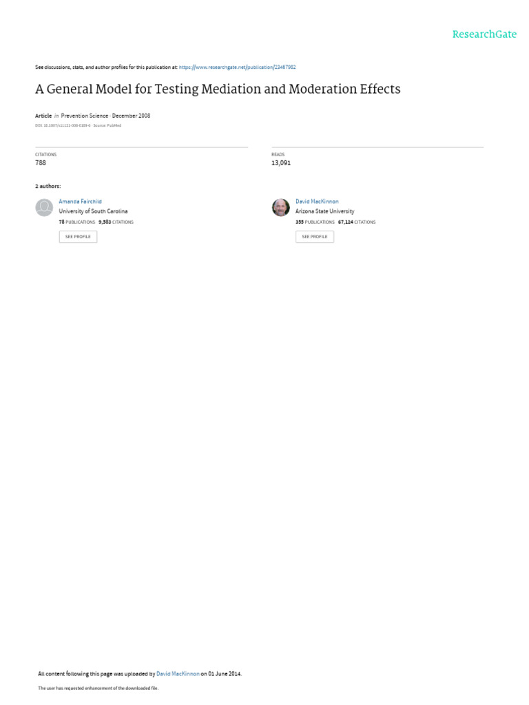 A General Model For Testing Mediation and Moderati | PDF | Linear ...
