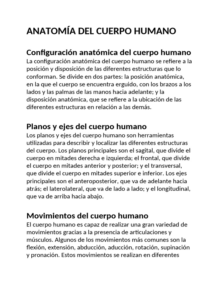 Anatomía Del Cuerpo Humano | PDF | Términos anatómicos de ubicación | Tórax