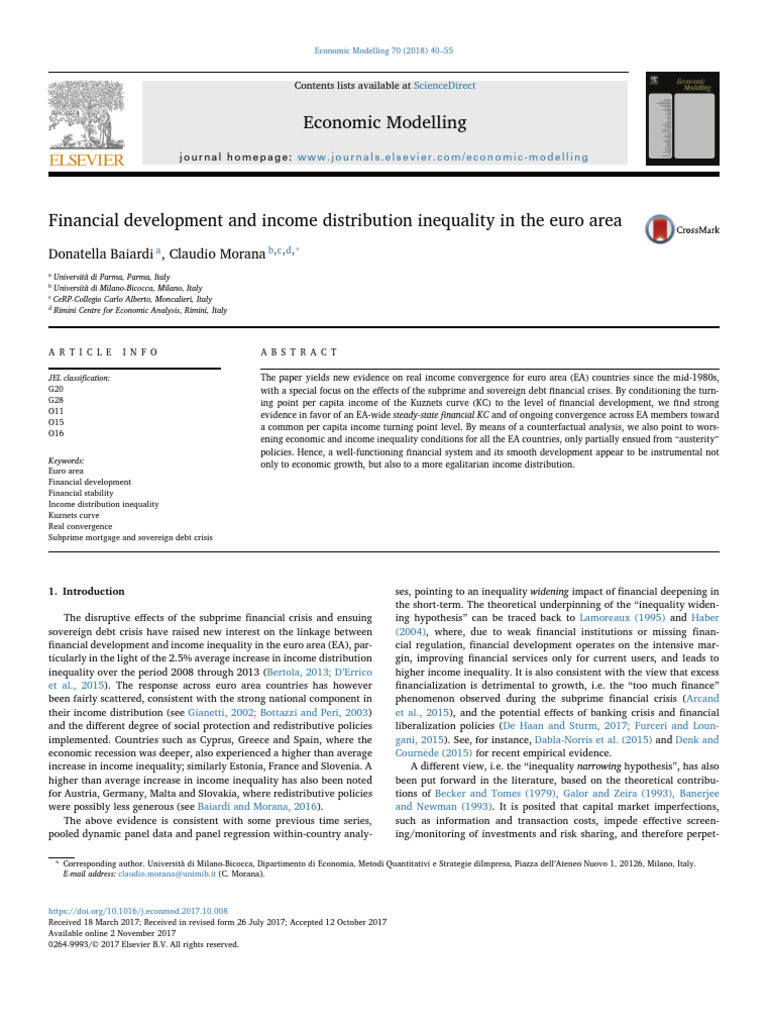 Financial Development and Income Distribution Inequality in The Euro ...