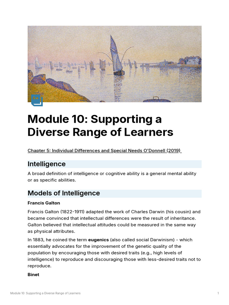 Module 10 Supporting A Diverse Range of Learners | PDF | Intelligence ...