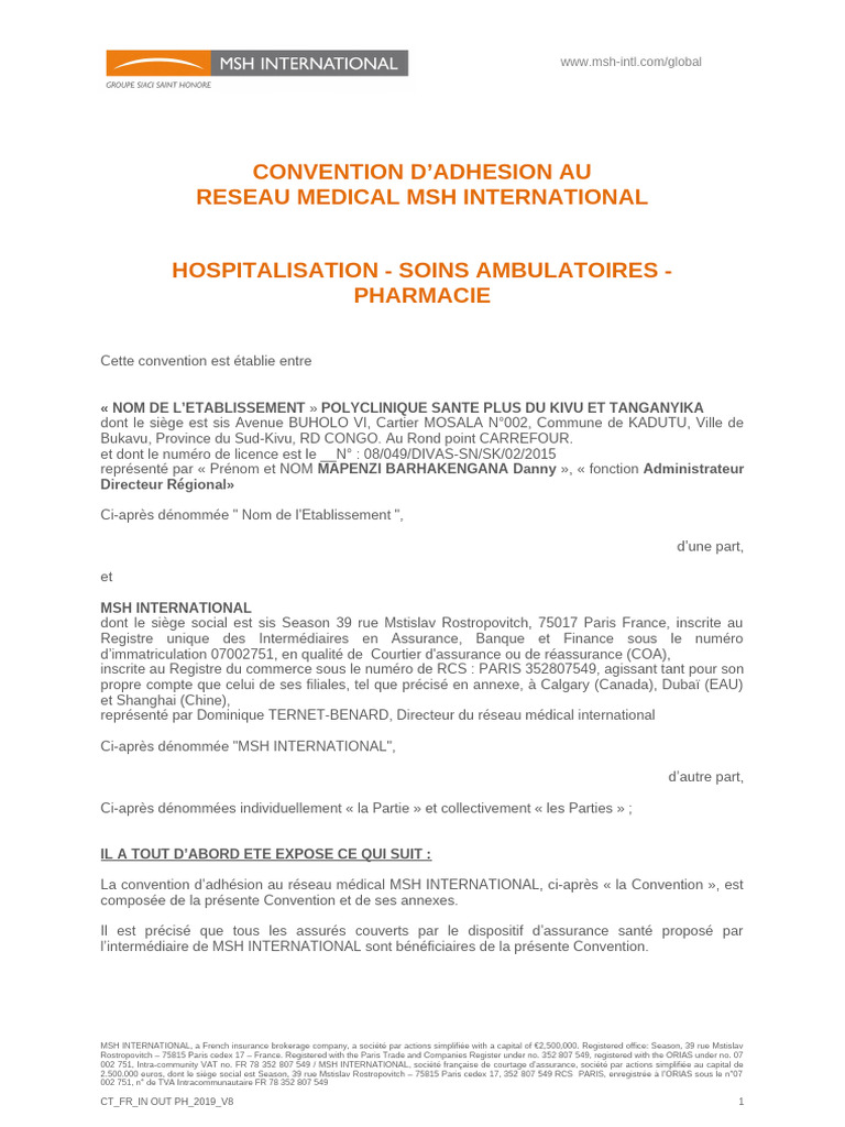 Contrat MSH | PDF | Facture | Médecine