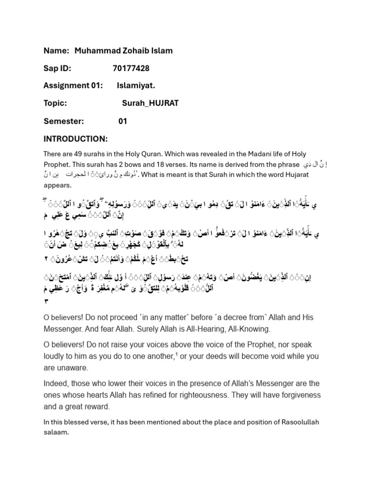 Assignment 01 Islamiyat | PDF | Prophets And Messengers In Islam | Surah
