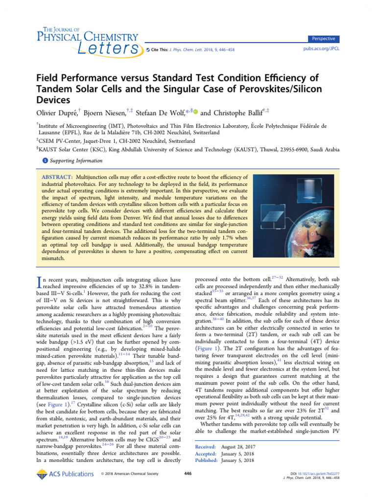 Tandem Solar Cell Efficiency Analysis | PDF | Photovoltaics | Solar Cell