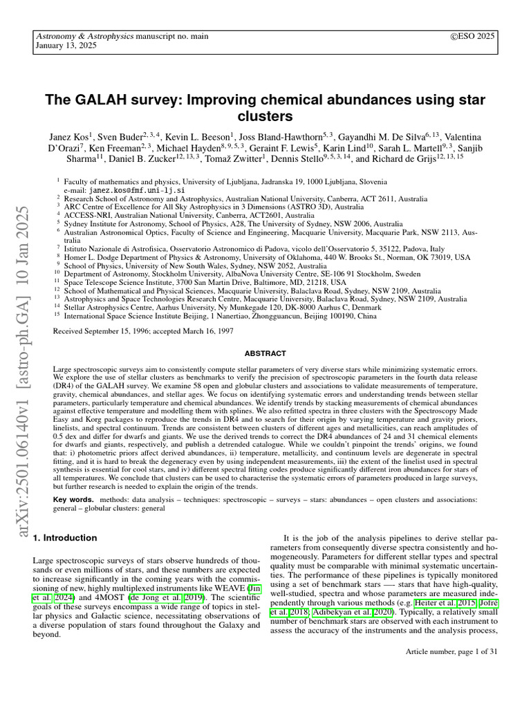 The GALAH Survey - Improving Chemical Abundances Using Star Clusters ...
