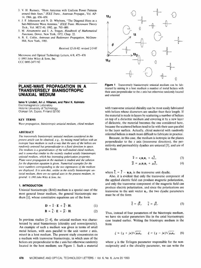 Plane-Wave Propagation in Bianisotropic Medium | PDF | Polarization ...