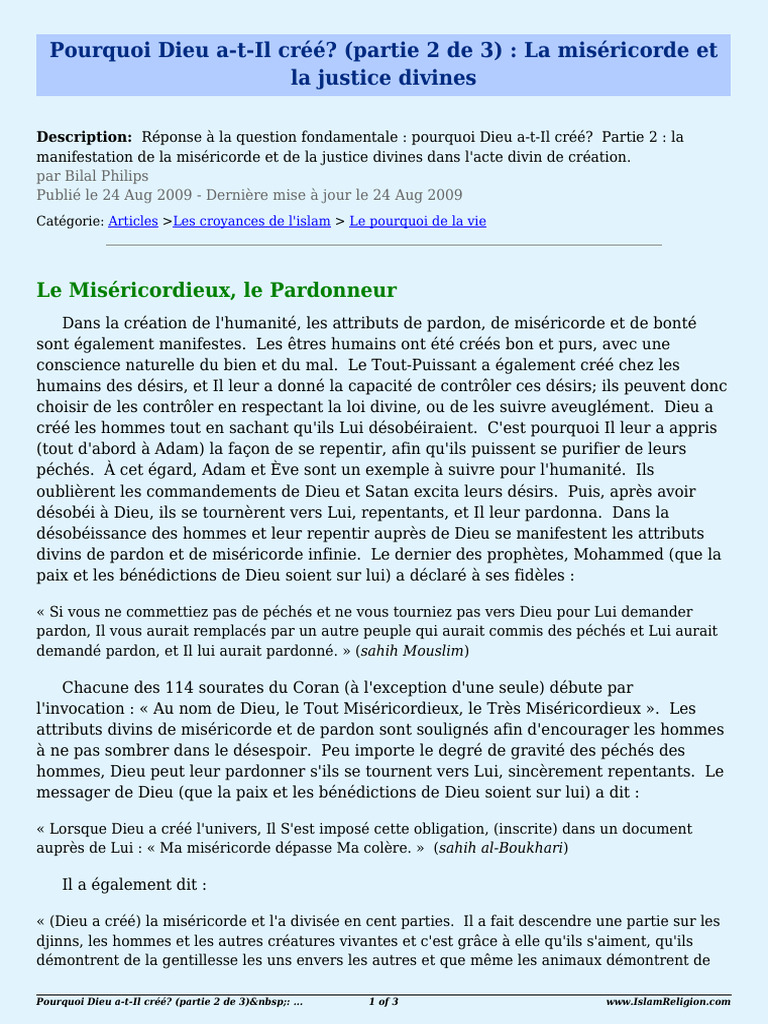 Miséricorde et justice dans la création | PDF | Miséricorde | Dieu