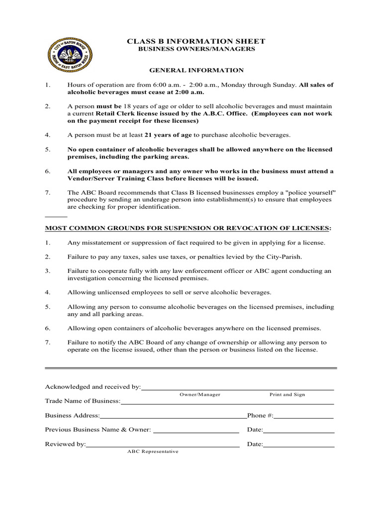 Class B Criteria Info Sheet - 201803011510089872 | PDF