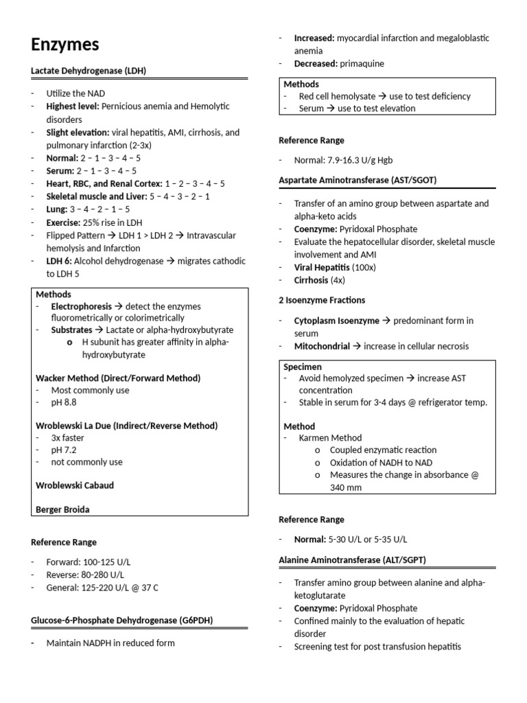 Enzyme Testing and Interpretation Guide | PDF | Lactate Dehydrogenase ...