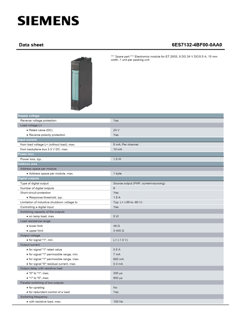 6ES71324BF000AA0 Datasheet en | PDF | Electricity | Electrical Engineering