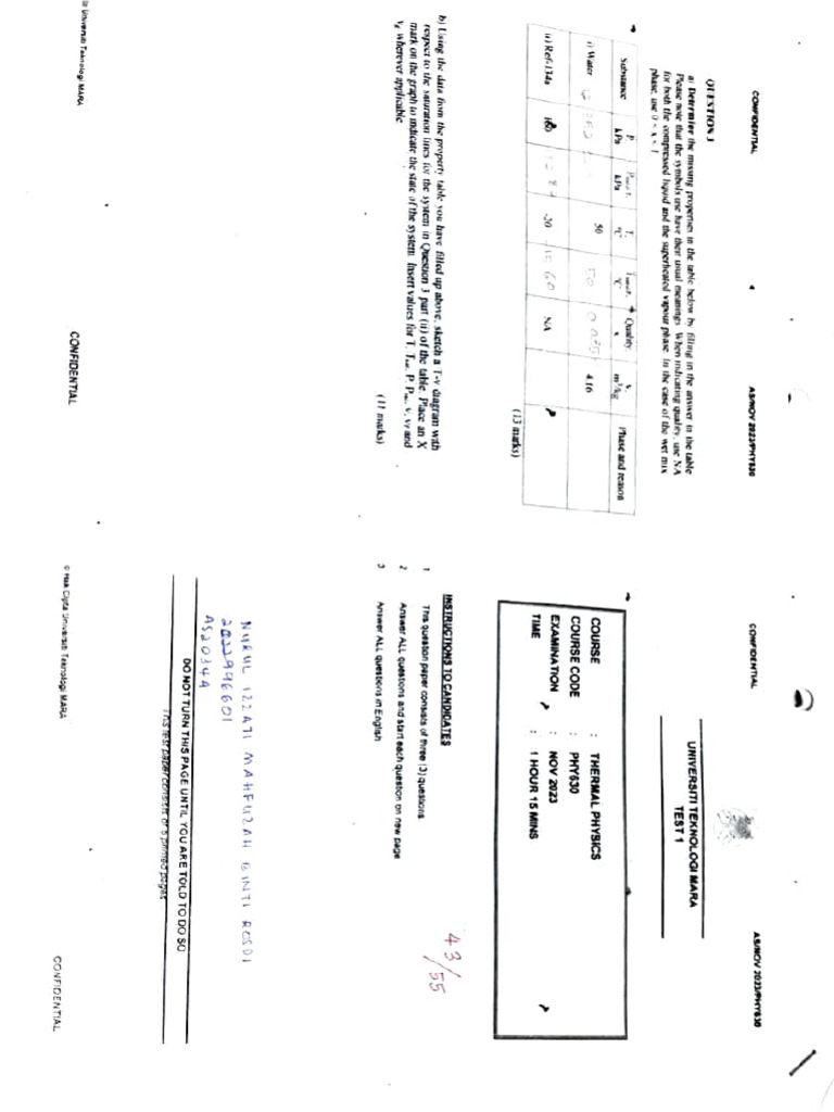 pretest 1 phy630 | PDF | Chemical Engineering | Atmosphere