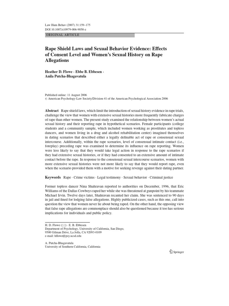 Rape Shield Laws and Sexual History Impact | PDF | Rape | Sexual ...
