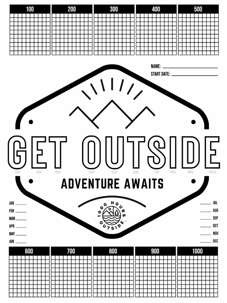 Get+Outside+ +2022+1000+Hours+Outside+Tracker | PDF