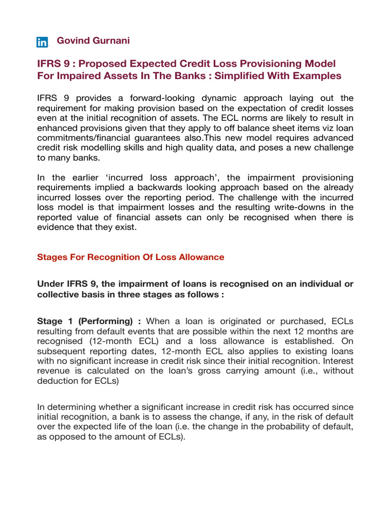 IFRS 9 - Proposed ECL Provisioning Model | PDF | Finance & Money ...