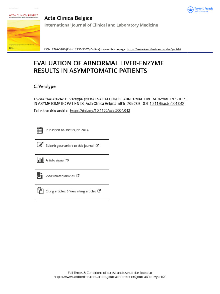 Evaluation of Abnormal Liver Enzyme Results in Asymptomatic Patients ...