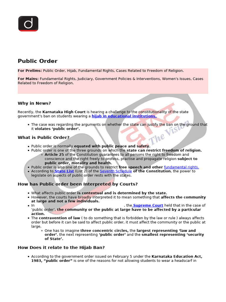 Public Order Rights Overview | PDF