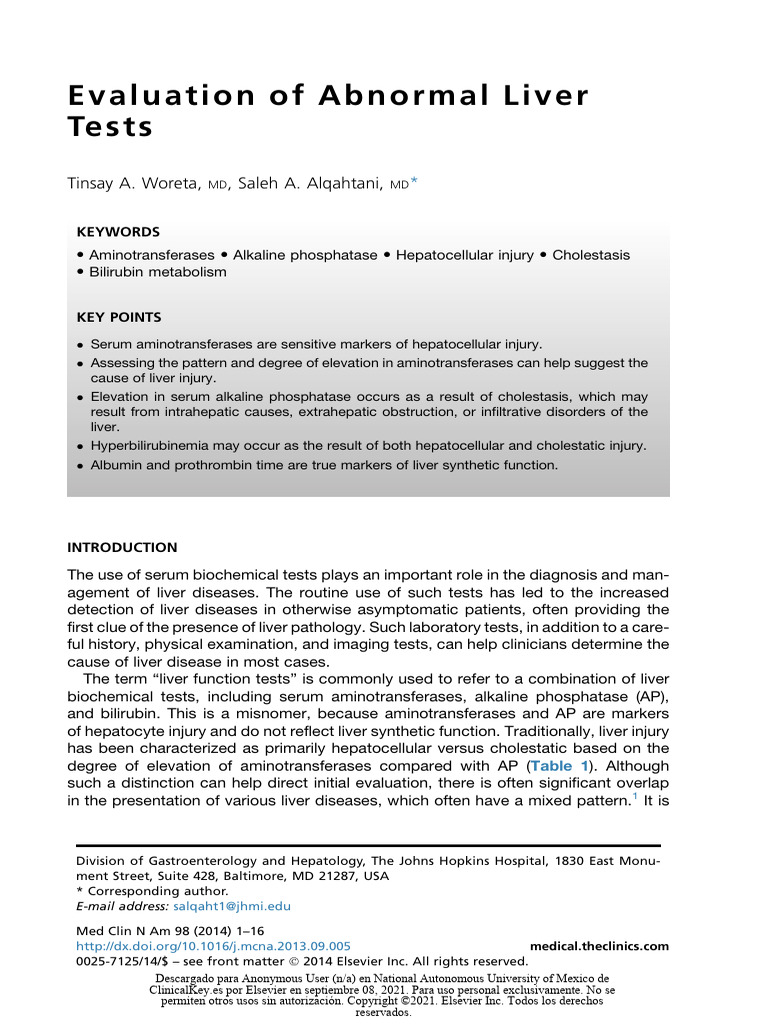Evaluation of Abdonormal Liver | PDF | Alanine Transaminase | Hepatitis