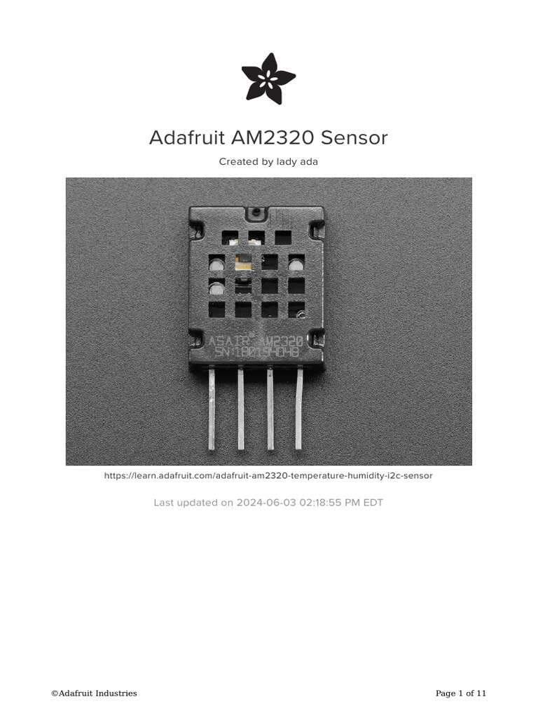 Adafruit AM2320 Temperature & Humidity I2C Sensor User Manual | PDF ...