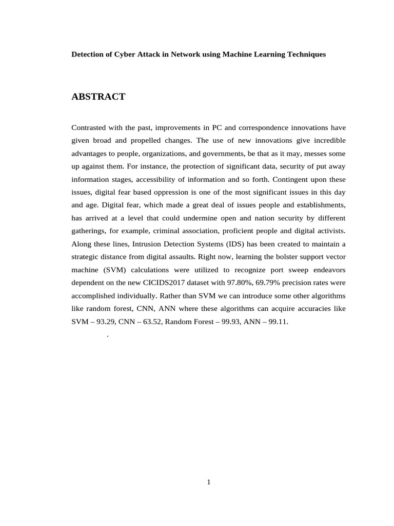 Cyber Attack Detection with ML Techniques | PDF | Support Vector ...