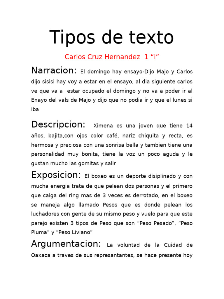 Tipos de Texto: Narración, Descripción y Más | PDF