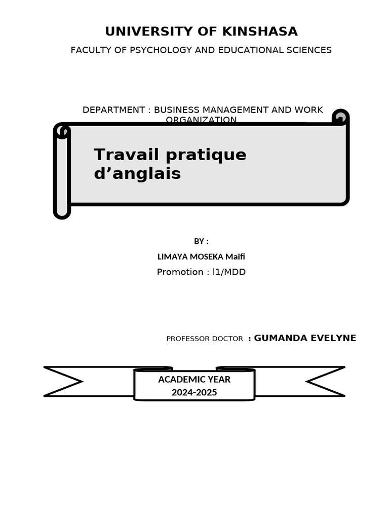 Feuille de Garde - Travail Pratique Anglais | PDF