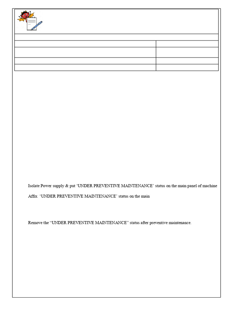 Preventive Maintenance SOP for Equipment | PDF