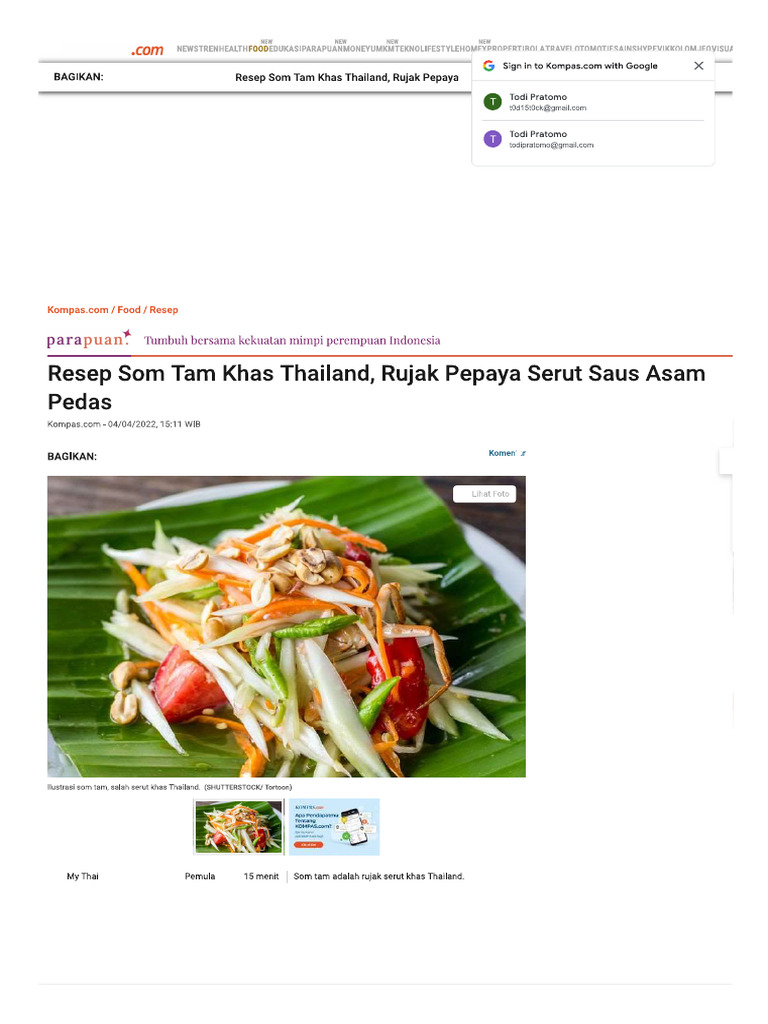 rujak pepaya khas thailand gampang bikin nya | PDF