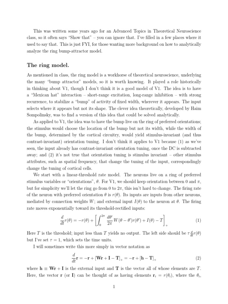 Ring-Model 0 | PDF | Computational Neuroscience | Mathematics