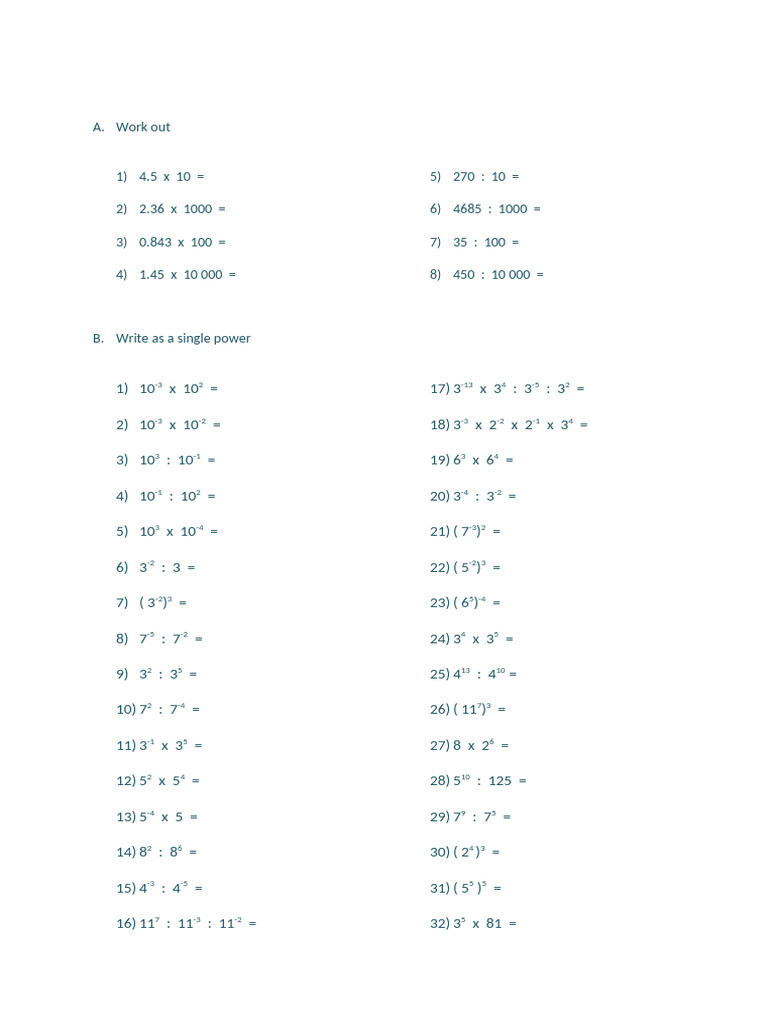 Math Operations and Exponents Worksheet | PDF | Bmw | Cars Of Germany