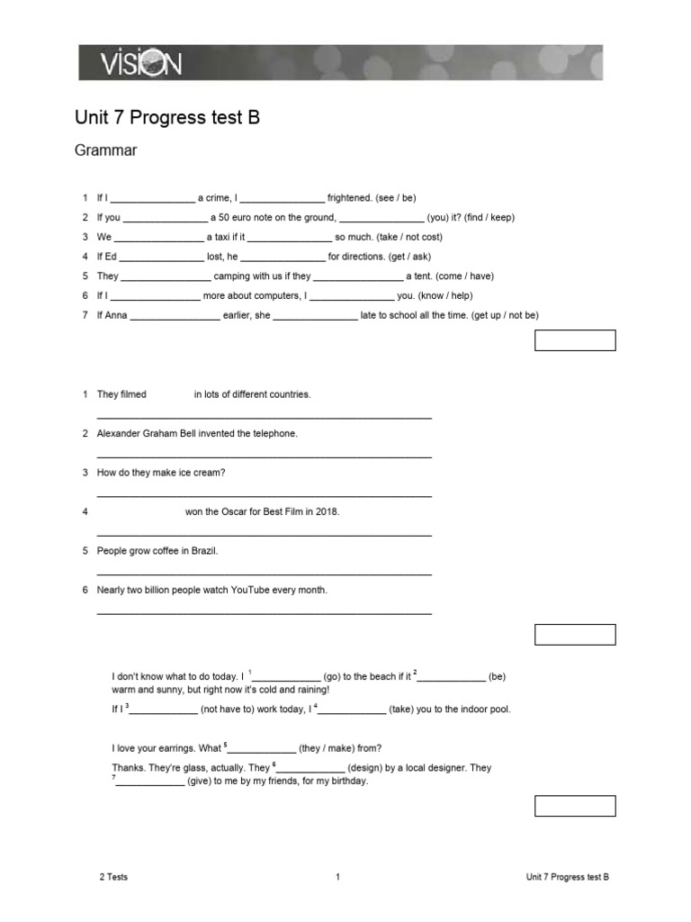 Unit 7 Progress Test B Overview | PDF