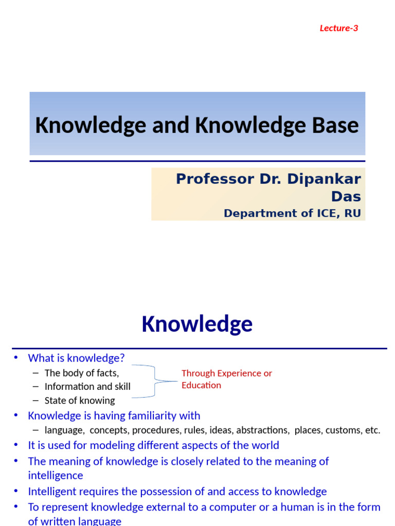 Lecture-3 | PDF | Knowledge | Knowledge Representation And Reasoning