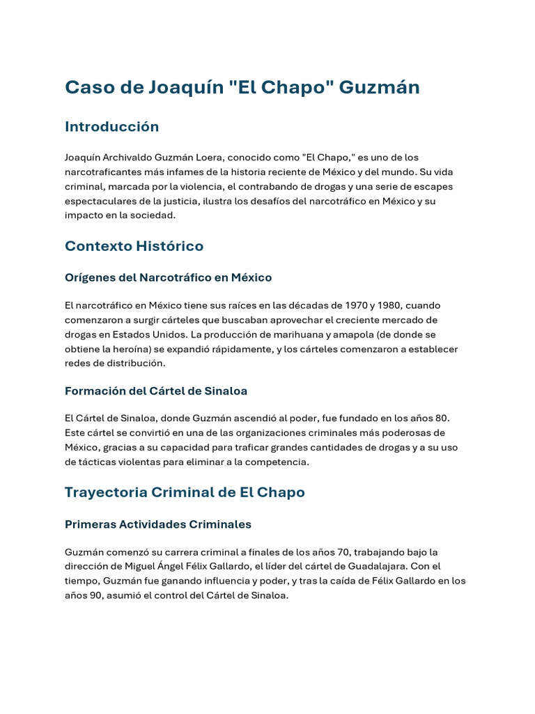 El Chapo: Historia del Narcotráfico en México | PDF | Cartel de Sinaloa ...