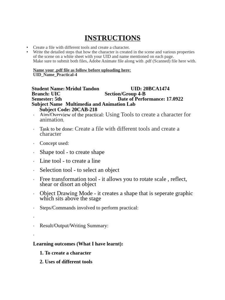 Worksheet Experiment 1.4 | PDF