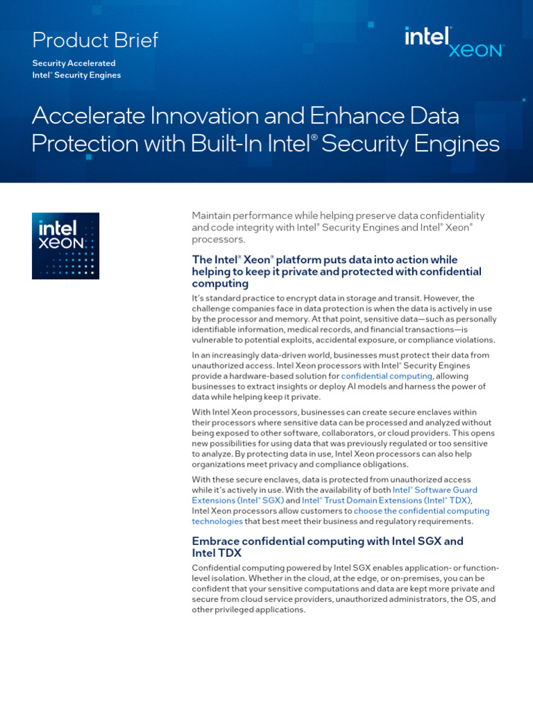 Xeon Security Engines Product Brief | PDF | Cryptography | Transport ...