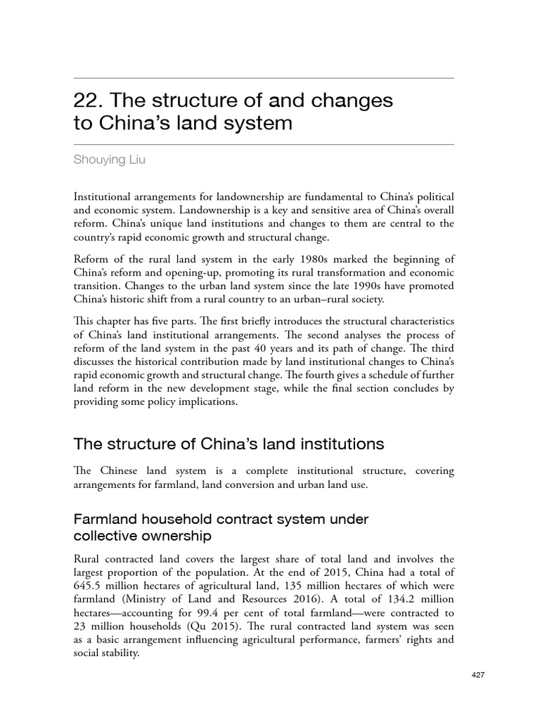 China's Land System: Structure & Reforms | PDF | China | World Politics