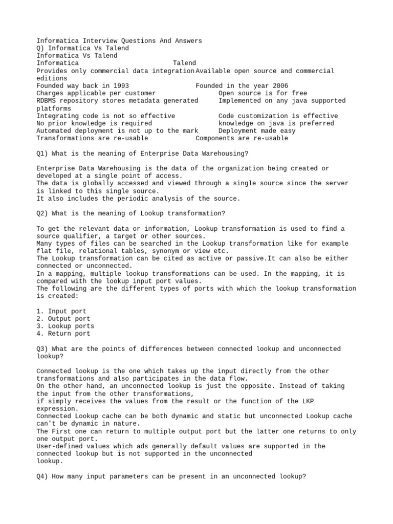 InformaticaQ&A | PDF | Data Warehouse | Databases