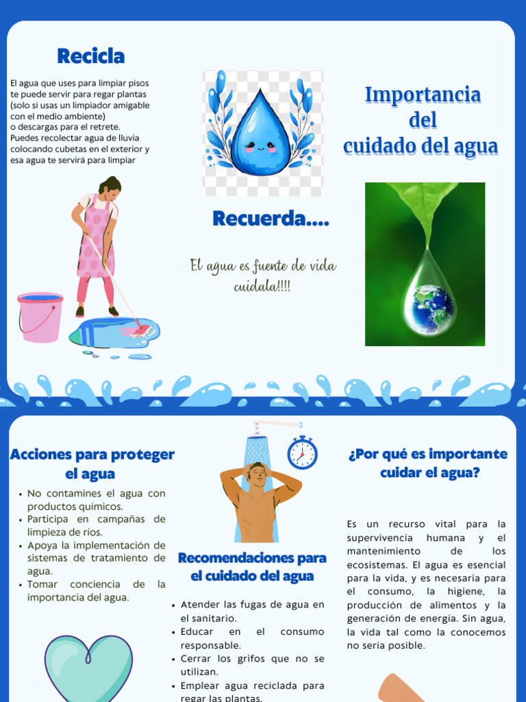 Folleto Sobre El Cuidado Del Agua Moderno Ilustrado Azul | PDF
